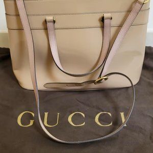 Authentic Gucci Large Bright Bit Patent Leather Handbag